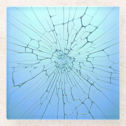 gebroken glas, glazen onderzetter (Voorkant)
