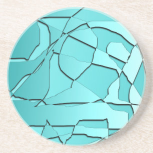 Gebroken Glas Groenblauw Zandsteen Onderzetter