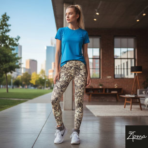 Gebroken glas in lood - Sepia Leggings