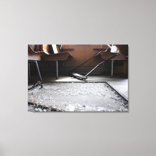 Gebroken glas op het aardverzegelde treinstanvas canvas afdruk