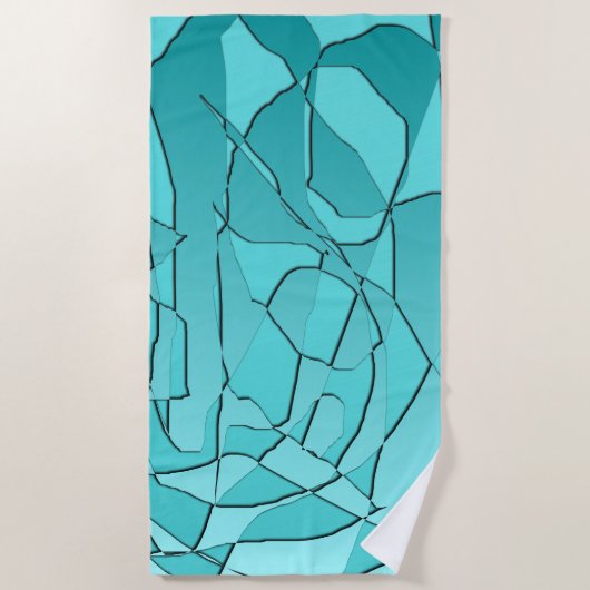 Gebroken Glas Teal Strandlaken (Voorkant)