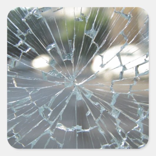 Gebroken glas vierkante sticker (Voorkant)