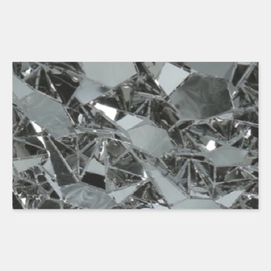 Gebroken glasstukken rechthoekige sticker (Voorkant)