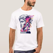 Gebroken Grieks Beeld Neon Synthwave Grafische T-S T-shirt (Voorkant)