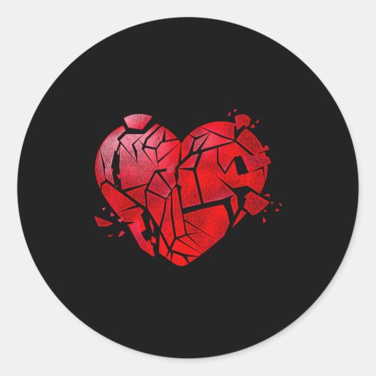 Gebroken Hart Anti Valentijnsdag Ronde Sticker (Voorkant)
