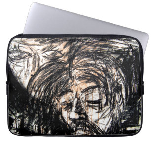 Gebroken hart boven gemorste rode wijnsteenkoolsto laptop sleeve