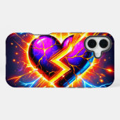 Gebroken Hart Elektrische Bliksem Split iPhone Hoesje (Achterkant horizontaal)