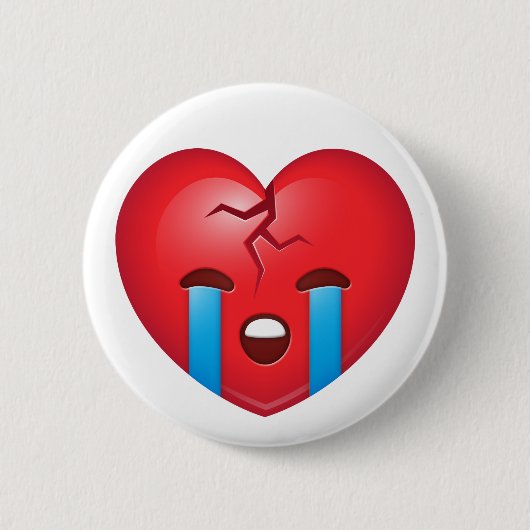 Gebroken Hart Emoji Ronde Button 5,7 Cm (Voorkant)