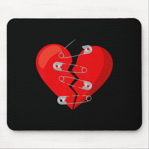 Gebroken hart en veiligheidsspelden Anti Valentijn Muismat