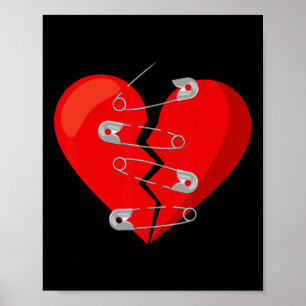Gebroken hart en veiligheidsspelden Anti Valentijn Poster