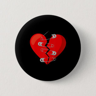 Gebroken hart en veiligheidsspelden Anti Valentijn Ronde Button 5,7 Cm