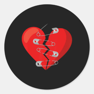 Gebroken hart en veiligheidsspelden Anti Valentijn Ronde Sticker