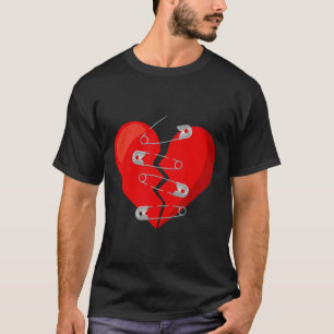 Gebroken hart en veiligheidsspelden Anti Valentijn T-shirt