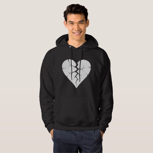 Gebroken Hart Gebarsten Liefdessymbool Hoodie (Voorkant volledig)