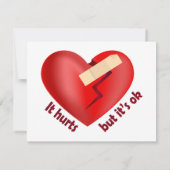 Gebroken hart geheeld met patch en levensspreuk notitiekaartje (Achterkant)