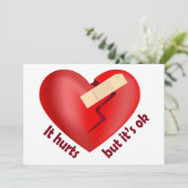 Gebroken hart genezen met patch en levenscitaat bedankkaart (Staand voorkant)