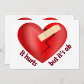 Gebroken hart genezen met patch en levenscitaat bedankkaart (Voorkant / Achterkant)