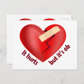 Gebroken hart genezen met patch en levenscitaat briefkaart (Voorkant / Achterkant)