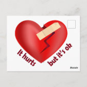 Gebroken hart genezen met patch en levenscitaat briefkaart (Achterkant)