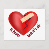 Gebroken hart genezen met patch en levenscitaat briefkaart (Voorkant)