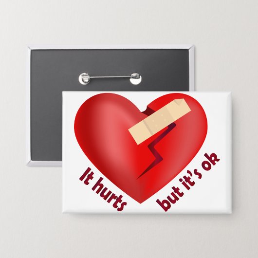 Gebroken hart genezen met patch en levenscitaat button (Voorkant / Achterkant)