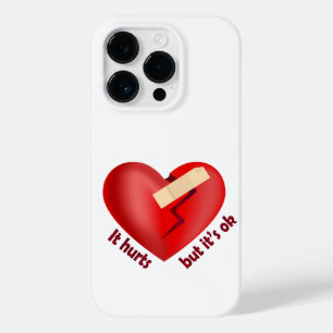 Gebroken hart genezen met patch en levenscitaat Case-Mate iPhone 14 pro hoesje