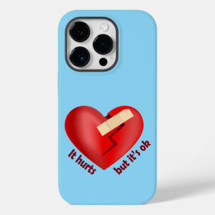 Gebroken hart genezen met patch en levenscitaat Case-Mate iPhone 14 pro hoesje