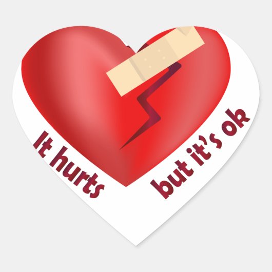 Gebroken hart genezen met patch en levenscitaat hart sticker (Voorkant)