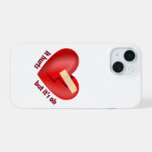 Gebroken hart genezen met patch en levenscitaat iPhone 15 case (Achterkant horizontaal)