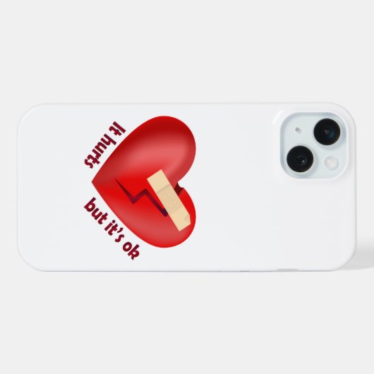 Gebroken hart genezen met patch en levenscitaat iPhone hoesje (Achterkant horizontaal)