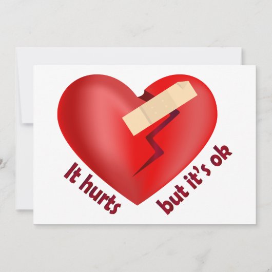 Gebroken hart genezen met patch en levenscitaat kaart (Voorkant)