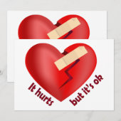 Gebroken hart genezen met patch en levenscitaat kaart (Voorkant / Achterkant)