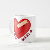 Gebroken hart genezen met patch en levenscitaat koffiemok (Voorkant links)