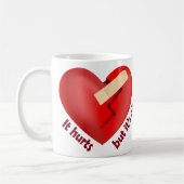 Gebroken hart genezen met patch en levenscitaat koffiemok (Links)