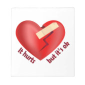 Gebroken hart genezen met patch en levenscitaat notitieblok (Voorkant)