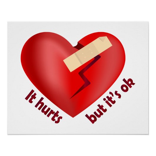 Gebroken hart genezen met patch en levenscitaat perfect poster (Voorkant)