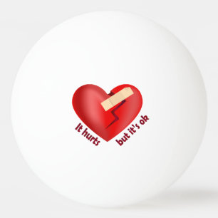 Gebroken hart genezen met patch en levenscitaat pingpongbal