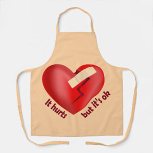 Gebroken hart genezen met patch en levenscitaat schort