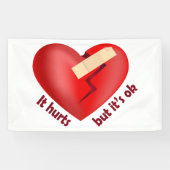 Gebroken hart genezen met patch en levenscitaat spandoek (Horizontaal)
