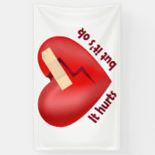 Gebroken hart genezen met patch en levenscitaat spandoek (Verticaal)