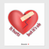 Gebroken hart genezen met patch en levenscitaat sticker (Vel)