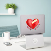 Gebroken hart genezen met patch en levenscitaat sticker (Laptop op bureau)