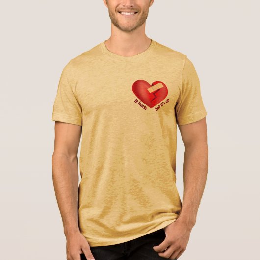 Gebroken hart genezen met patch en levensspreuk Tri-Blend shirt (Voorkant)