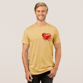 Gebroken hart genezen met patch en levensspreuk Tri-Blend shirt (Voorkant volledig)