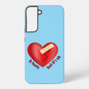 Gebroken hart genezen met pleister en levensspreuk samsung galaxy hoesje