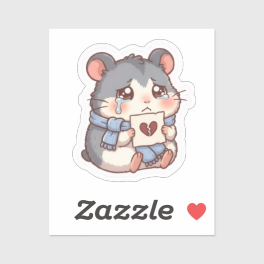 Gebroken Hart Hamster Sticker (Vel)