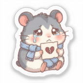 Gebroken Hart Hamster Sticker (Voorkant)