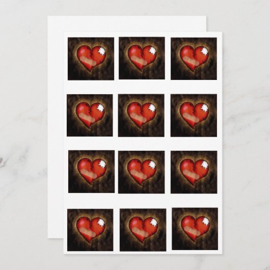 Gebroken hart/herstellen hart-uitnodiging kaart (Voorkant / Achterkant)