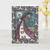 GEBROKEN HART HUILENDE VALENTINE, KERKHOF Blank Kaart (Gele Bloem)