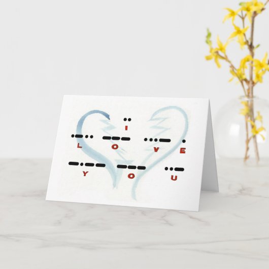Gebroken hart "Ik hou van je" Morse-codeset Kaart (Gele Bloem)